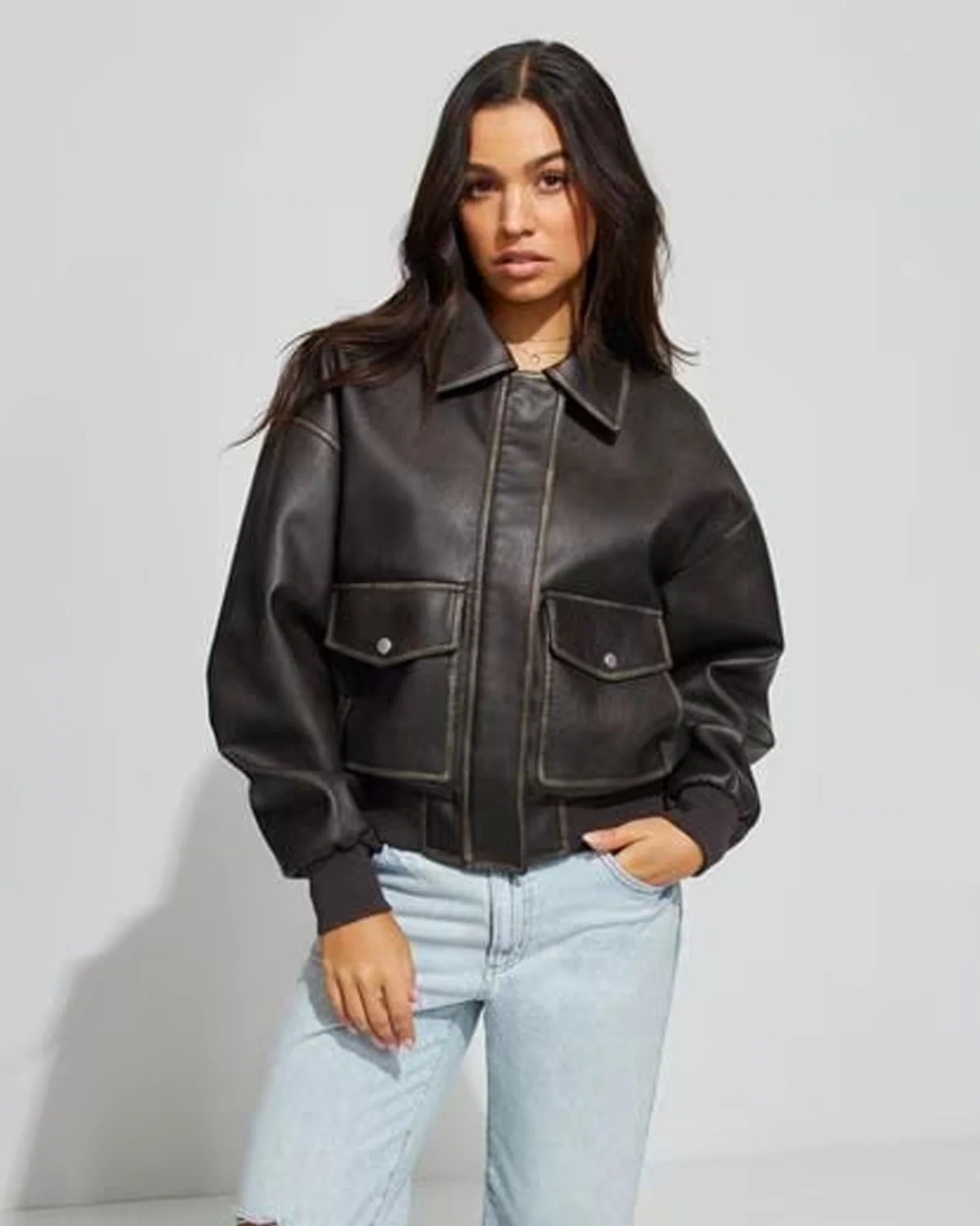 Womens-Garage-Clothing-Brown-Leather-Jacket
