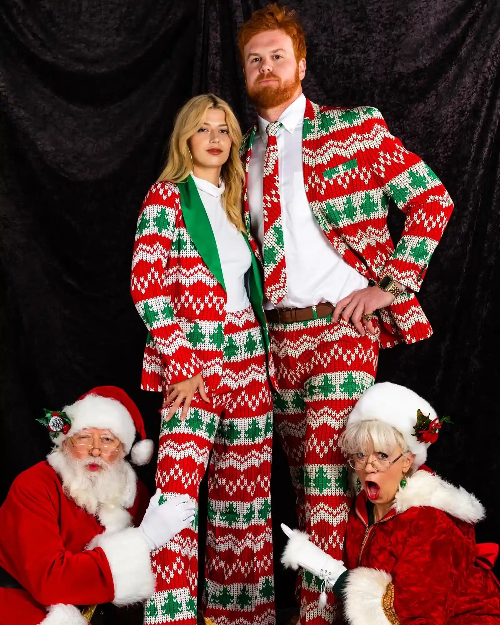Womens-Knit-Print-Christmas-Suit