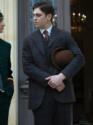 
Young Sherlock 2026 Hero Fiennes Tiffin Plaid Tweed Suit