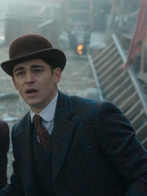 
Young Sherlock Hero Fiennes Tiffin Plaid Tweed Suit