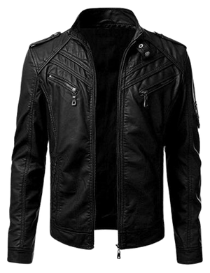 Zipper Black Lamb Skin Leather Jacket