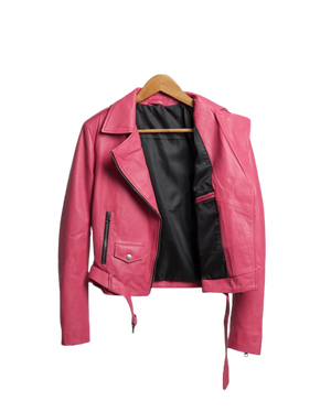 Womens Barbie Doll Pink Leather Jacket Zing Apparel