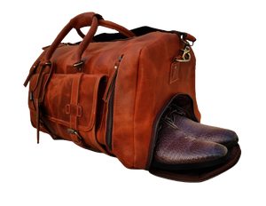 Handmade Travel Leather Duffle Bag, Brown Zing Apparel