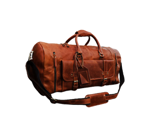 Handmade Travel Leather Duffle Bag, Brown Zing Apparel