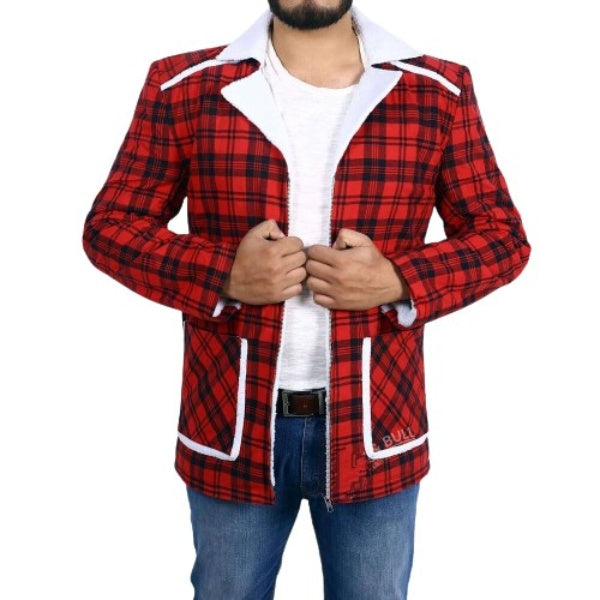 Ryan’s Checkered Cotton Jacket With White Shearling Zing Apparel