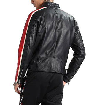 Men's Genuine Leather Jacket in Black n Red Zing Apparel